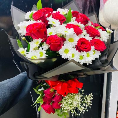 papatya gül karışık buket